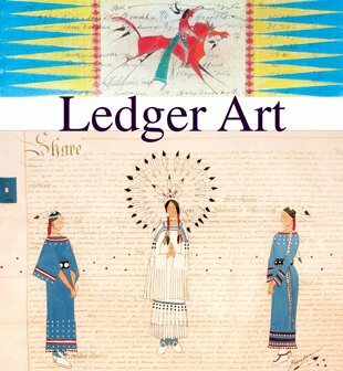 Top: “Black Eye (Yankton Sioux Warrior),” by Donald Montileaux, 2011, Prisma color pencil & India ink on antique ledger paper dated 1903. Bottom: 